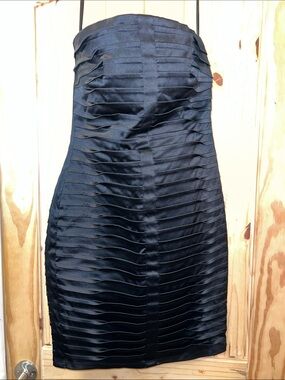 Calvin Klein Black Strapless Pleated Bandage Dress